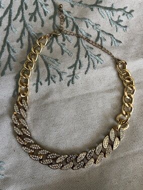Gold Crystal Pave Cuban Link Necklace - Women Jewelry